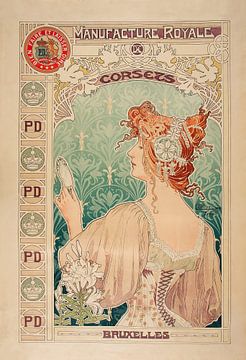 Manufacture Royale De Corsets (1897) door Alphonse Mucha van Peter Balan