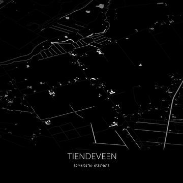 Schwarz-weiße Karte von Tiendeveen, Drenthe. von Rezona