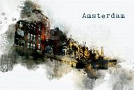 Amsterdam  watercolor poster von Ariadna de Raadt-Goldberg Miniaturansicht