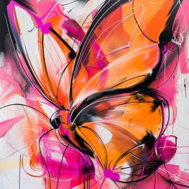 Papillon abstrait et coloré — œuvre d'art sur Wilma Mesman