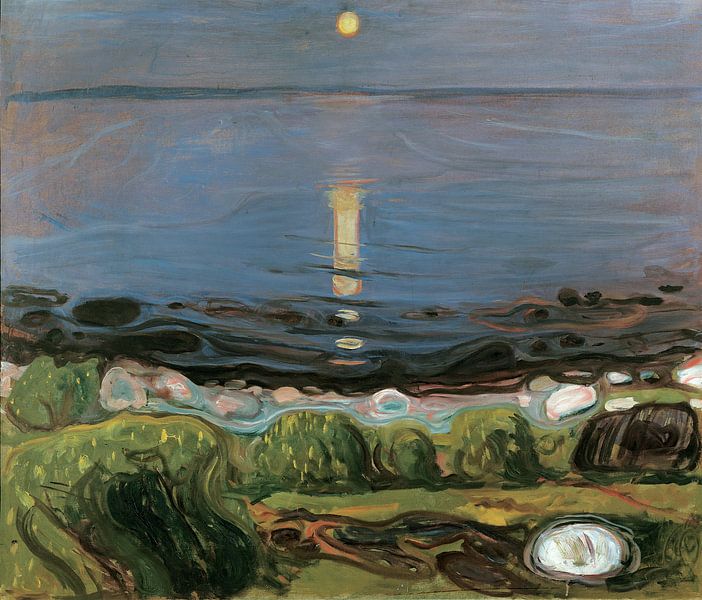 Een zomernacht op het strand, Edvard Munch van Meesterlijcke Meesters