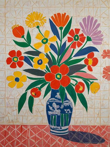 Bloemen in een vaas Stijl Henri Matisse