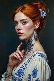 Porträt von Marys kleiner Schwester in Delfter Blau von Hai Maivory