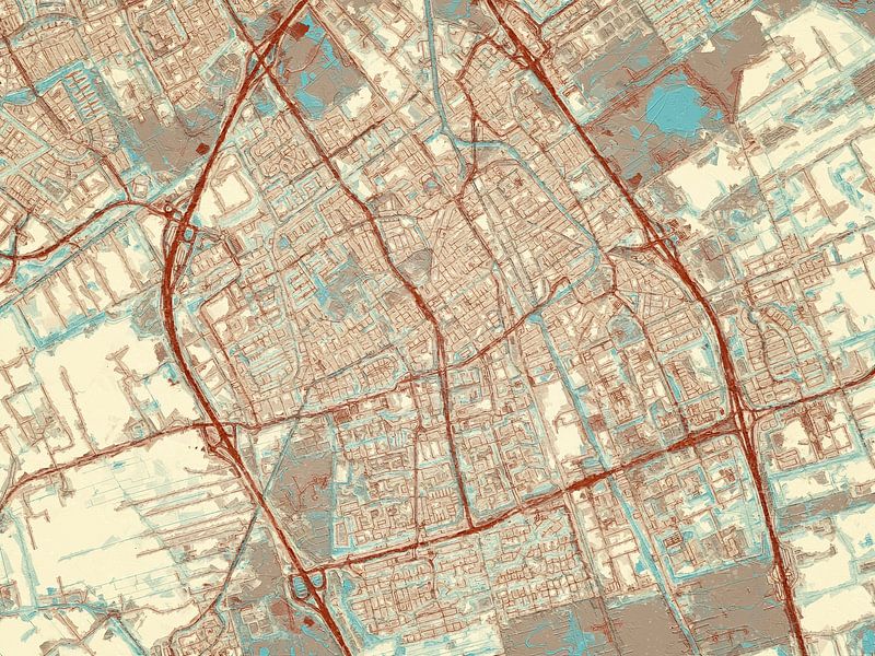 Map of Delft in the style Blue &amp; Cream by De Kaartenwinkel