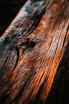 Houten oppervlak met warm licht van Poster Art Shop