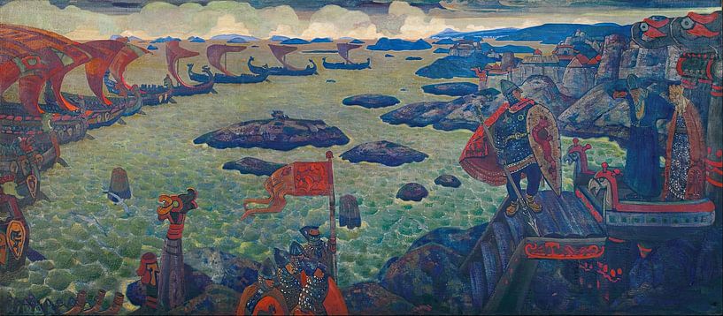 Nicholas Roerich - Bereit zum Feldzug (Das Warägische Meer) (1910) von Peter Balan