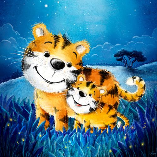 schattige tijger met baby