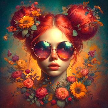 lunettes de soleil et fleurs