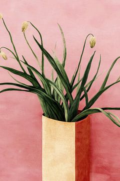 Schilderij van bloemen in een bloempot van Franka Poulain