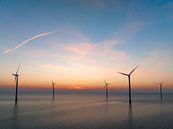 Windturbines in een offshore windpark tijdens zonsondergang van Sjoerd van der Wal Fotografie thumbnail