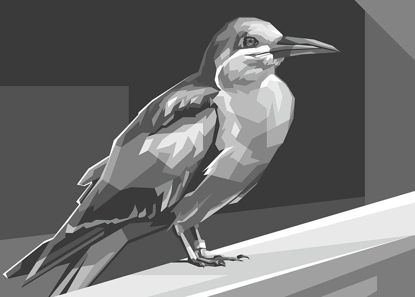 Oiseau gris mignon Popart par Rizky Dwi Aprianda