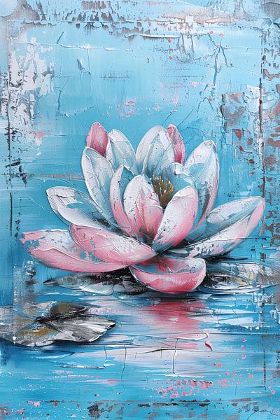 Modern schilderij van waterlelie in bloei van Art & Soul Creations