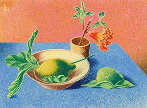 Heinrich Hoerle - Stillleben mit Granatblüte und Zitronen (1933)