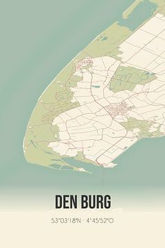 Vintage map of Den Burg (North Holland) by Rezona