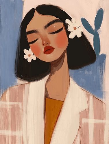 Modern portret in pastelkleuren