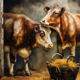 Kühe in einem alten Stall von Marjolein Deelen