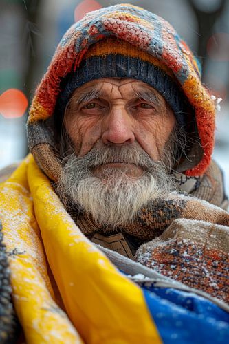 AI portret met kleuren van de Oekraïense vlag