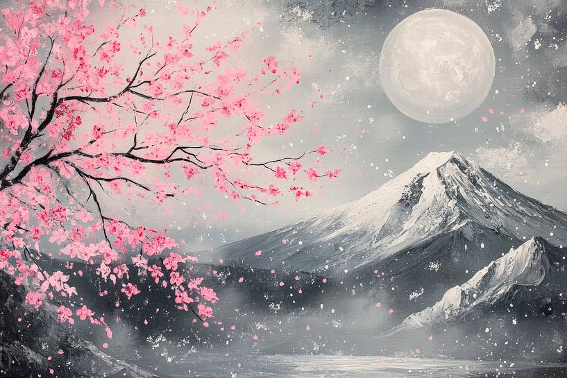 Snowy landscape with cherry blossoms by Poster Art Shop