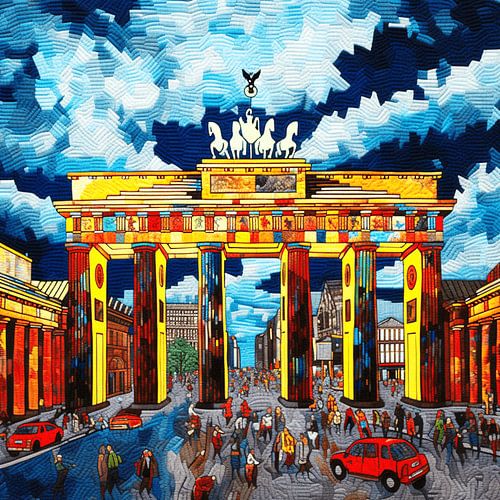 Borduurwerk Naaldwerk Berlijn Brandenburger Tor Wandtapijt