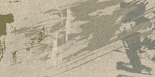 Abstract schilderij in pastelgroen, gebroken wit en beige.