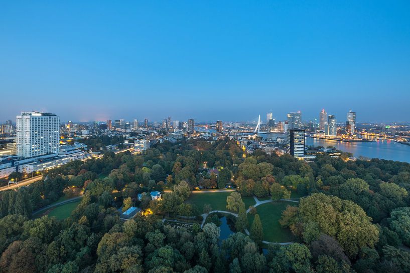 The cityscape from the Euromast in Rotterdam during the blue hour by MS Fotografie | Marc van der Stelt