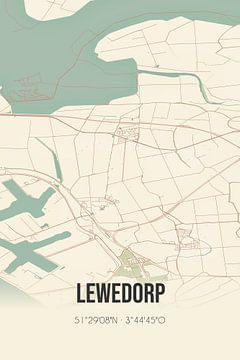 Vintage landkaart van Lewedorp (Zeeland) van MijnStadsPoster