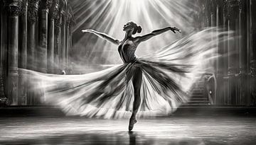 Zwart-wit foto met een balletdanseres van Mustafa Kurnaz