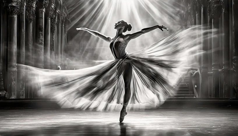 Photographie en noir et blanc avec une danseuse de ballet par Mustafa Kurnaz
