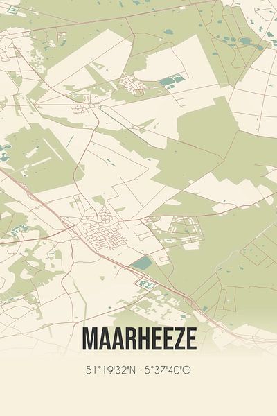 Vieille carte de Maarheeze (Brabant du Nord) par Affiches de lieux
