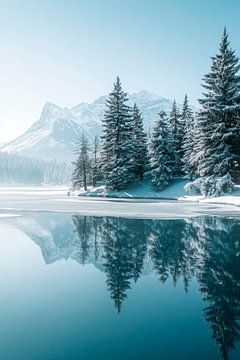 Winterlandschap reflectie van Poster Art Shop