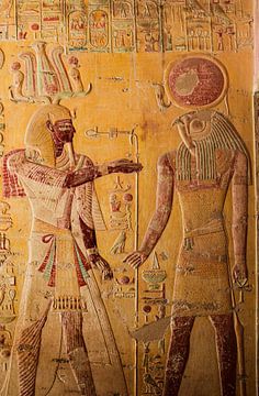 Two Egyptian gods with hieroglyphics in Egypt by MADK