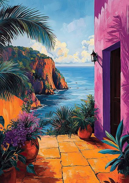 Matisse inspired sea Fauvism sea view Mediterranean by Niklas Maximilian