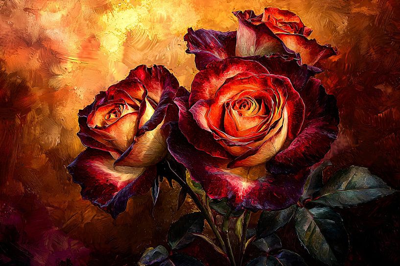 Realistische warme rozen schildering van Imperial Art House