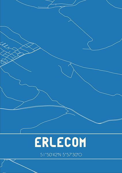 Blueprint | Carte | Erlecom (Gueldre) par Affiches de lieux