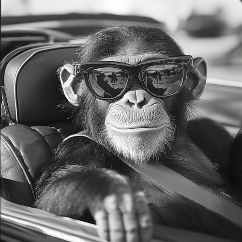 Entspannter Affe im Cabrio