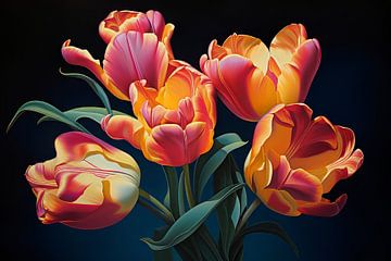 Flowering tulips by Thea