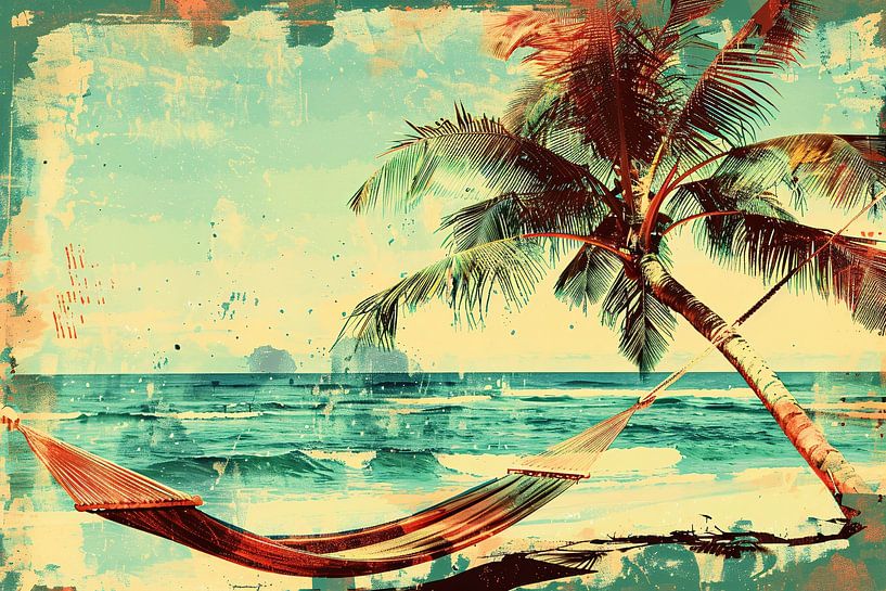 Plage vintage avec hamac tropical par Imperial Art House