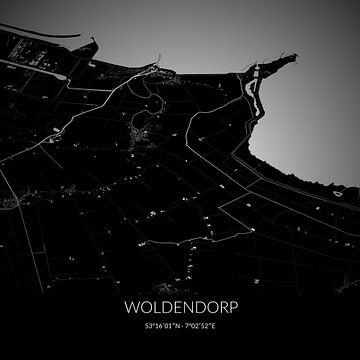 Schwarz-weiße Karte von Woldendorp, Groningen. von Rezona
