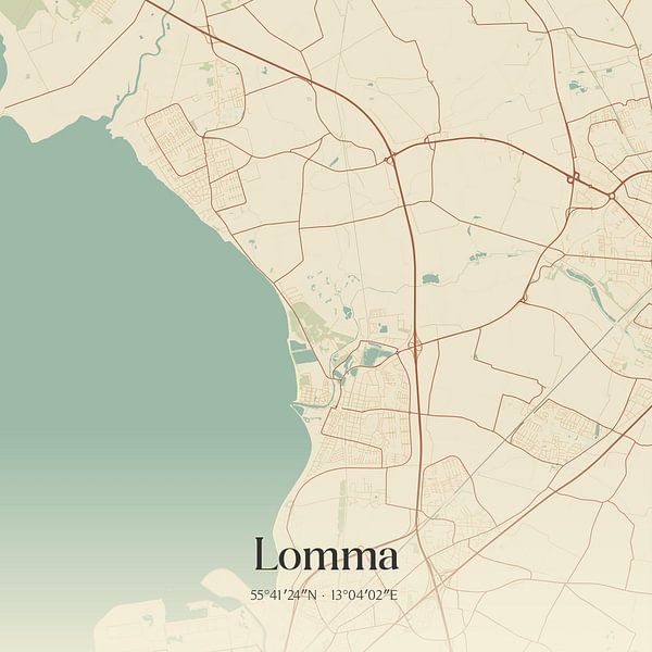 Carte ancienne de Lomma, Suède. par Affiches de lieux