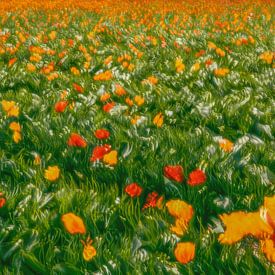 Tanzende Tulpen, quadratisch, abstrakt von Yanuschka | Fotografie Noordwijk