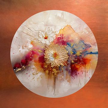 Abstract Rond - Bloemen - koperkleur van Studio Pieternel