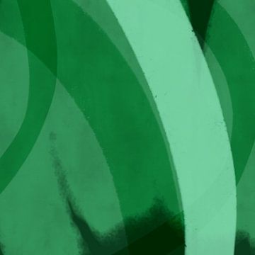 Lignes et formes abstraites dans des couleurs vertes sur Dina Dankers