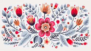 Motif floral style scandinave sur Vlindertuin Art