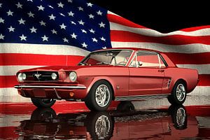 Ford Mustang GT met Amerikaanse vlag van Jan Keteleer