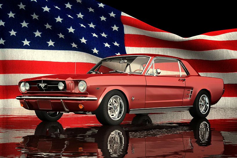 Ford Mustang GT avec drapeau américain par Jan Keteleer