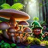paddenstoelen met kabouters 6 van Yvonne van Huizen