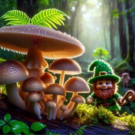 paddenstoelen met kabouters 6 van Yvonne van Huizen