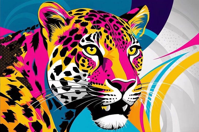 Bunte Leopard Illustration modern von Art & Soul Creations