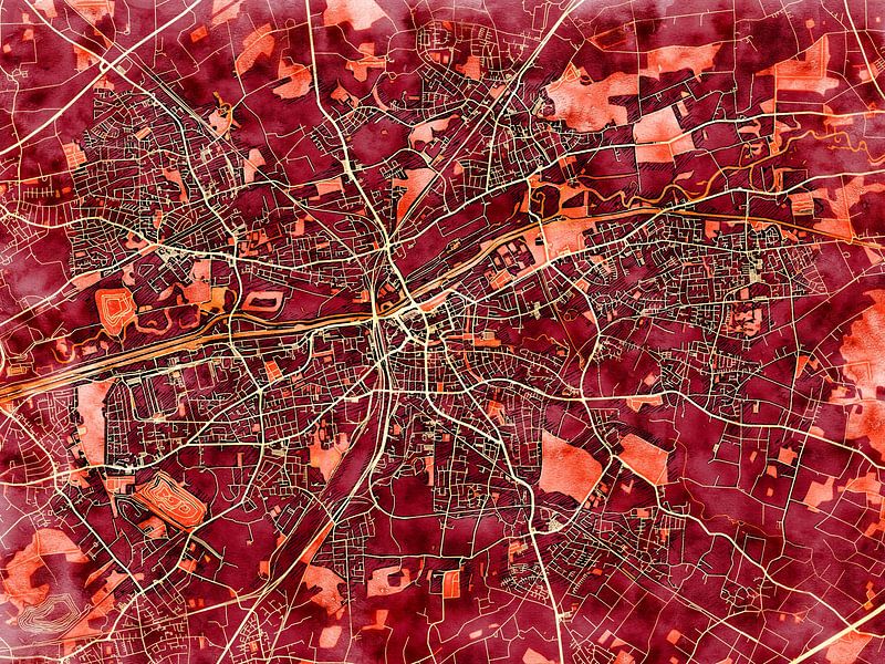 Kaart van Hamm in de stijl 'Amber Autumn' van Maporia