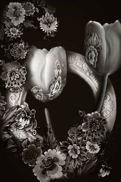 Ode aan de Tulp Sepia/Zwart wit van Lynlabiephotography